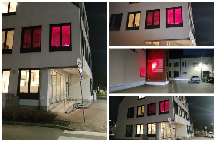 Budynek tucholskiego OPS-u i PCW podświetlono na czerwono