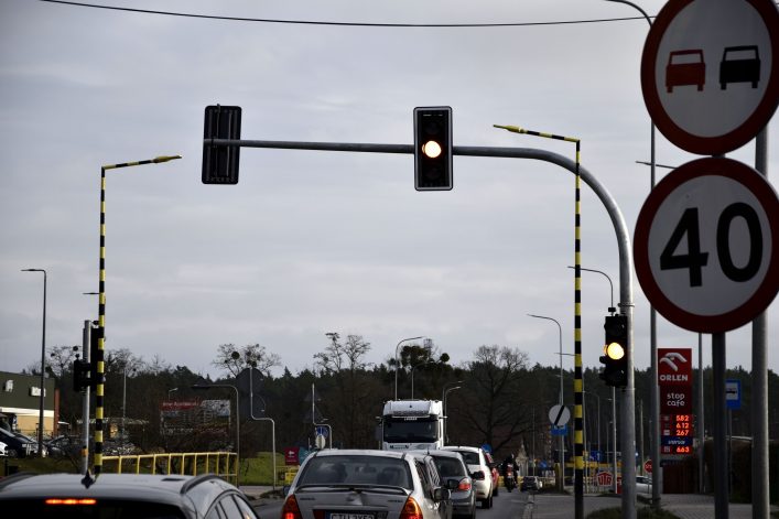 Sygnalizacja świetlna przy Świeckiej w Tucholi