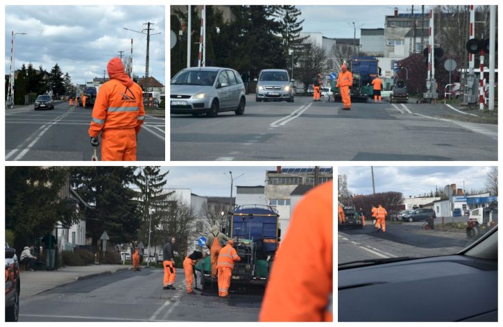 Łatanie dziur przy Bydgoskiej w Tucholi