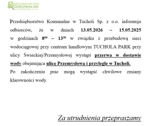 UWAGA! MOŻE WYSTAPIĆ PROBLEM Z WODĄ, PODAJEMY WAŻNĄ INFORMACJĘ