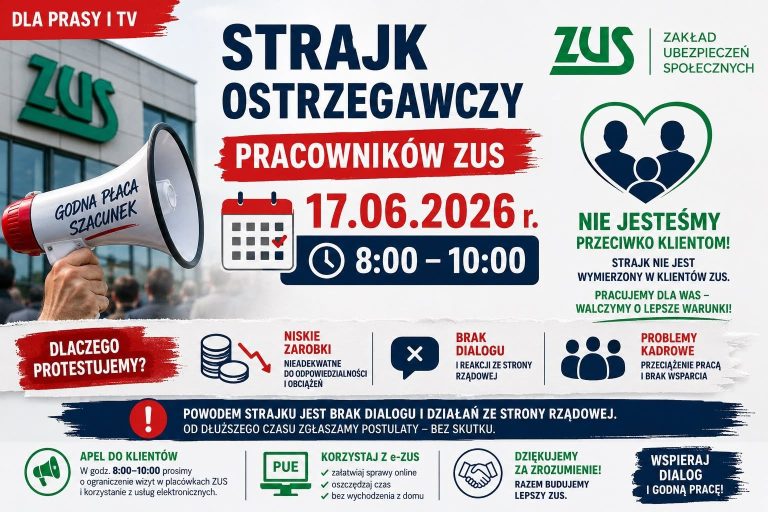 Pracownicy ZUS-u zapowiadają ogólnopolski strajk ostrzegawczy