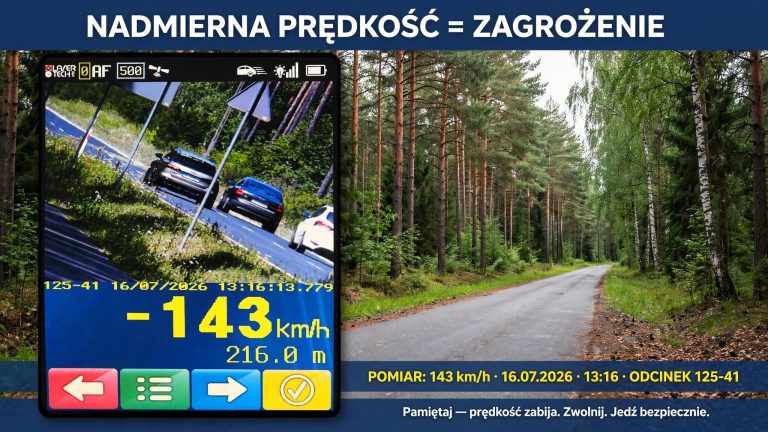 Wiadomości Pędził 143 km/h i stracił prawo jazdy